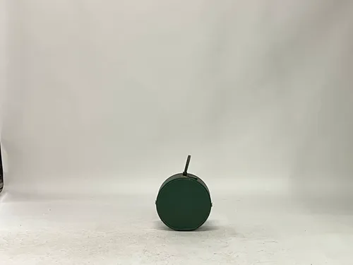 Vintage Round Green Leather Carry-On Suitcase