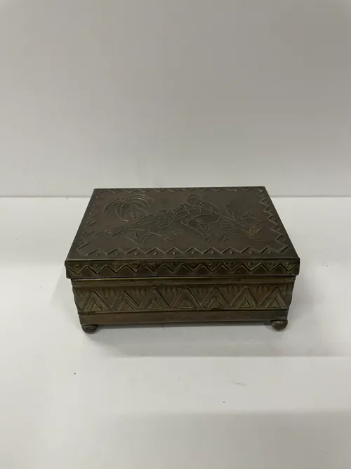 Tin Box with Man and Bird Detail