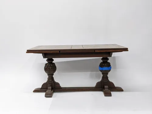 Carved Antique Mahogany Extending Trestle Dining Table
