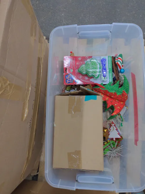 Bin of Assorted Christmas Tree Ornaments