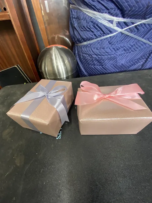 Textured Pink Wrapped Presents- Set of 2