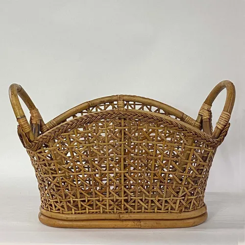 Wicker & Bamboo Braided Basket With Handles - BSKT85
