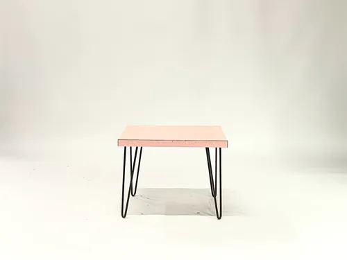Square Bubblegum Pink Side Table with Hairpin Legs