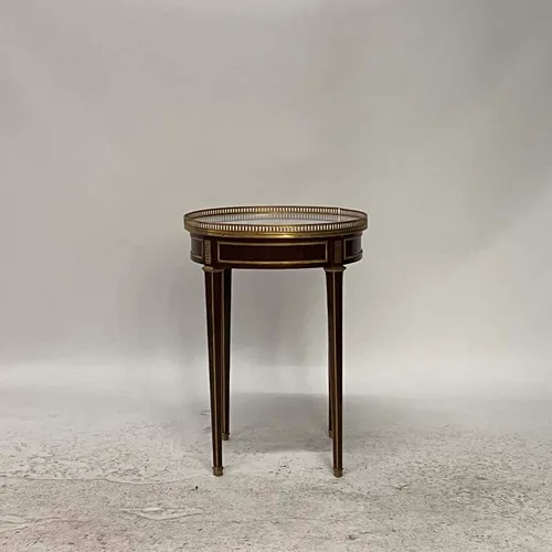 Louis XVI Style Bouillotte Wood & Marble Side Table - TA3006