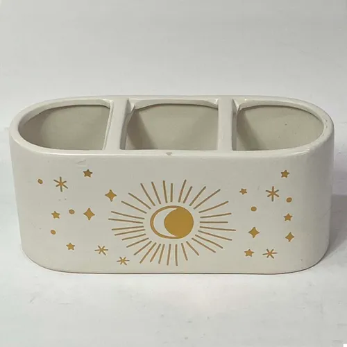 Gold & White Ceramic Pen Holder - OFA717