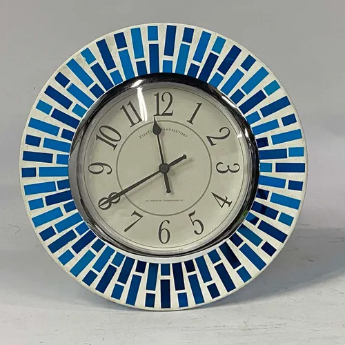 Blue & White Mosaic Wall Clock - A740