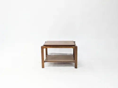 Square Wood Slab Side Table