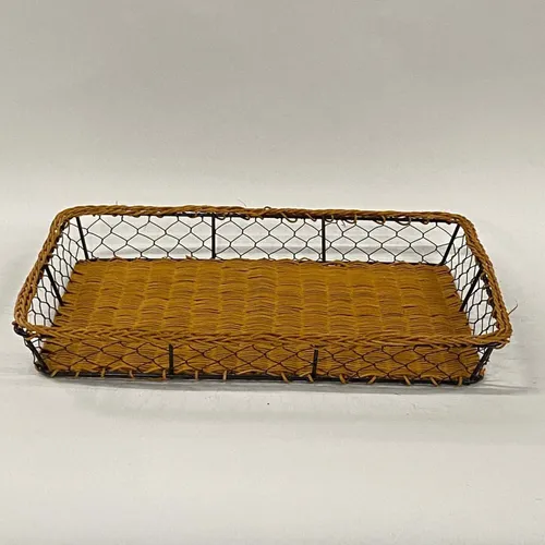 Chicken Wire & Wicker Woven Tray - BSKT8