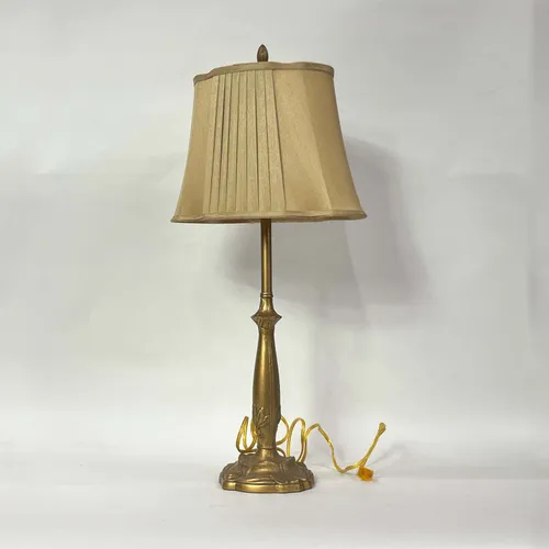 Gold Lily Pad Table Lamp with Gold Pleated Shade - LI69