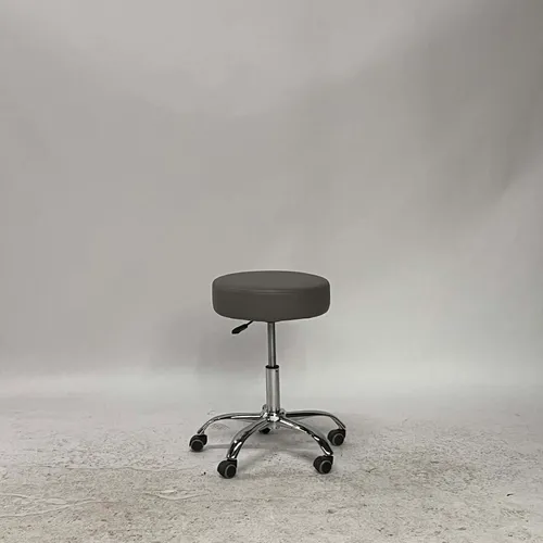 Gray Leather Adjustable Rolling Stool - SE2962