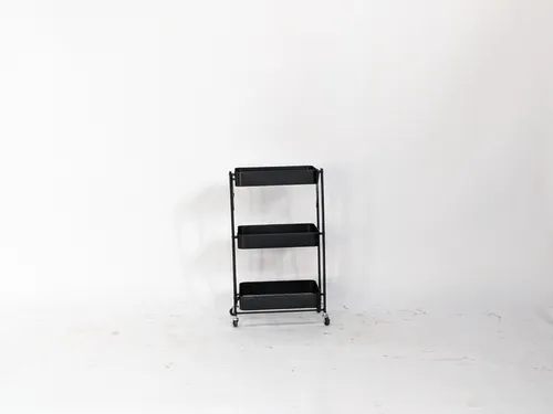 Collapsible 3-Tier Black Utility Cart