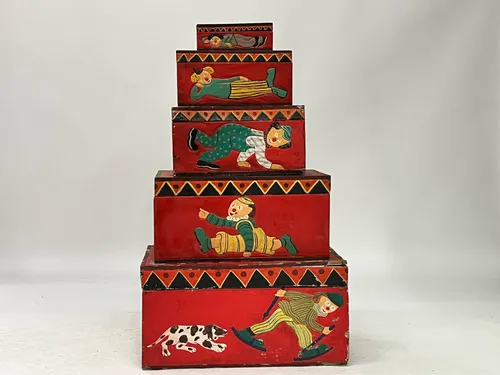 Red Circus Clown Nesting Boxes - Set of 5
