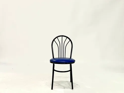 Black Metal & Blue Upholstered 5 Spoke Restaurant Dining Room Chair