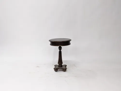 Round Wood Pedestal Side Table