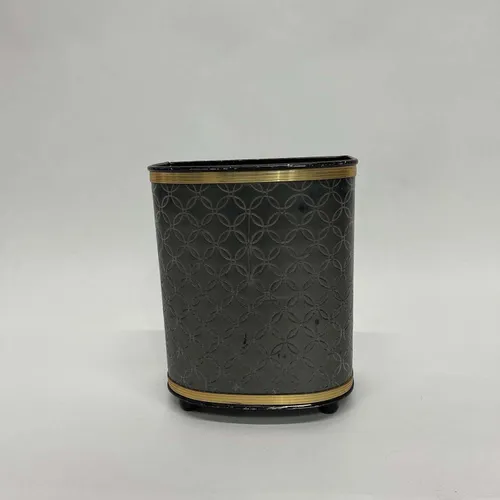 Black & Gold Trim Gemometric Bin - DEB439