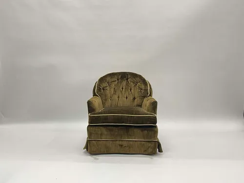 Brown Velvet Tufted Lounge Chair