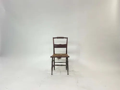 English Georgian Rope Twist Side Chair with Woven Rattan Seat