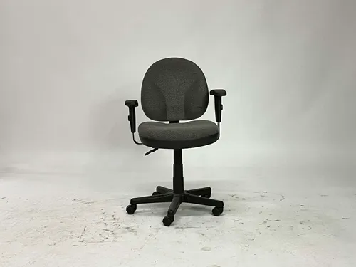 Charcoal Gray Fabric & Black Ergonomic Round Back Office Chair