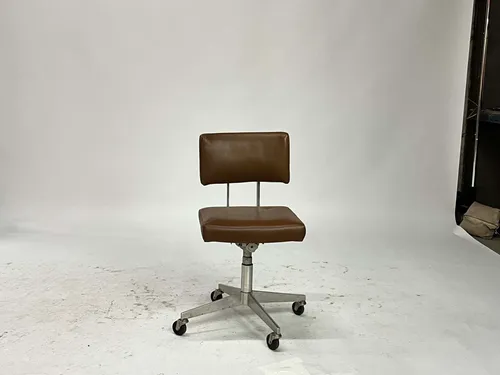 Rectangle Back Chocolate Brown Leather Armless Task Chair