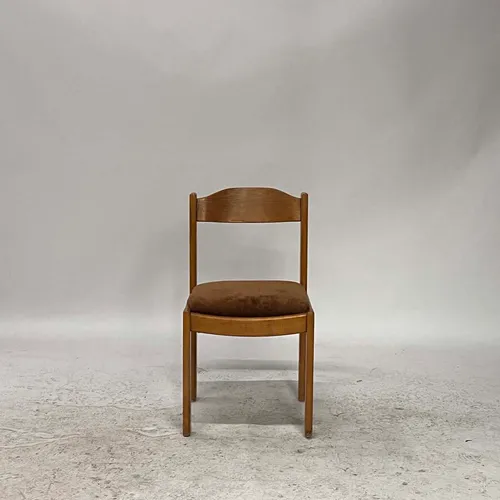 Oak & Brown Velvet Side Chair - SE2946