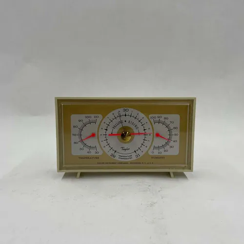 Vintage Yellow Tabletop Climate Gauge - A890