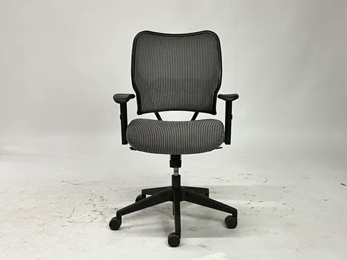 Black & Gray Striped Ergonomic Office Chair
