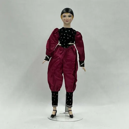 Porcelain Doll In Purple & Black Outfit - MOB273