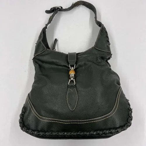 Dark Green Distressed Leather Hand Bag - A904