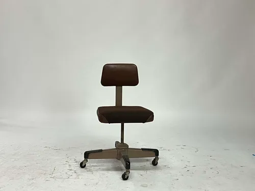Espresso Brown Leather Armless Tanker Task Chair