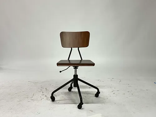 Walnut Industrial Armless Task Chair