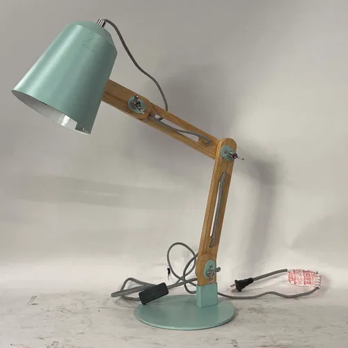 Turquoise & Oak Adjustable Student Desk Lamp - LI584