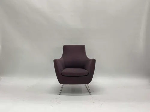 Eggplant Purple Armchair with Steel Base