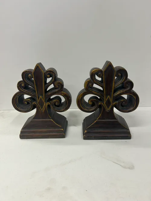 Black and Gold Fleur Design Bookends