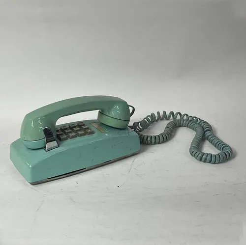 Vintage Teal Push Dial Corded Phone - A797