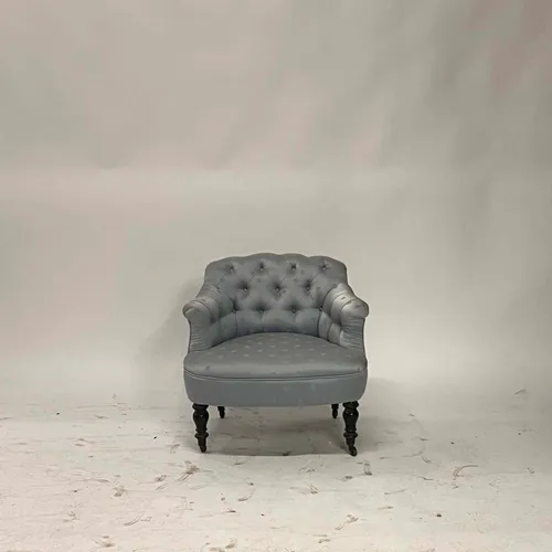 Blue Tufted Armchair with Casters - SE22235