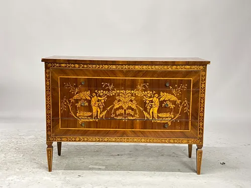 Antique Wood Greek Marquetry 3-Drawer Dresser