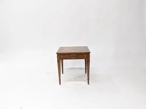Antique 1-Drawer Walnut Side Table on Turned Legs