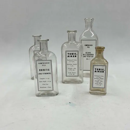 Assorted Vintage Glass Medicine Bottles Set - MOMD28