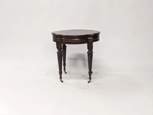 Antique Allen Tuscany Marquetry End Table with Casters