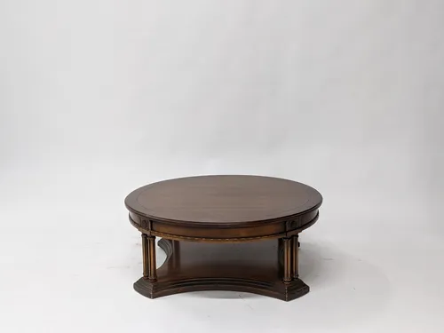Round Walnut Doric Coffee Table