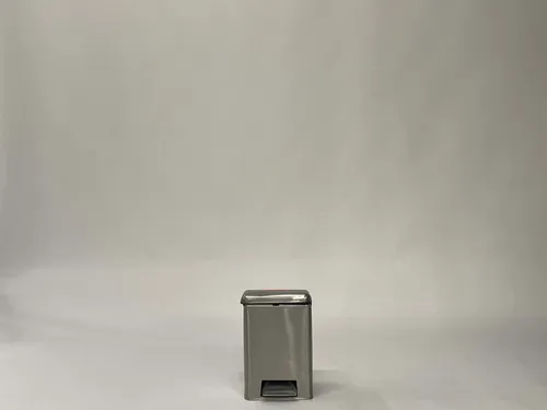 Small Stainless Steel Trashcan with Red Biohazard Label