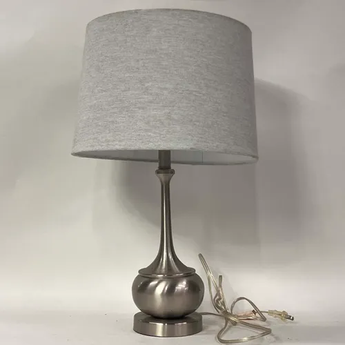 Silver Nickel Bottleneck Table Lamp with Light Gray Shade - LI144