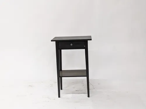 Slim Black Nightstand with Shelf