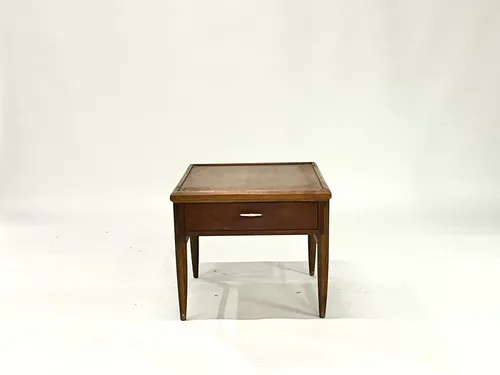 Tapered Walnut Midcentury Nightstand with Drawer