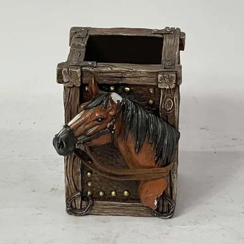 Ceramic Pen Holder With Leather Textile Inlay - OFA846