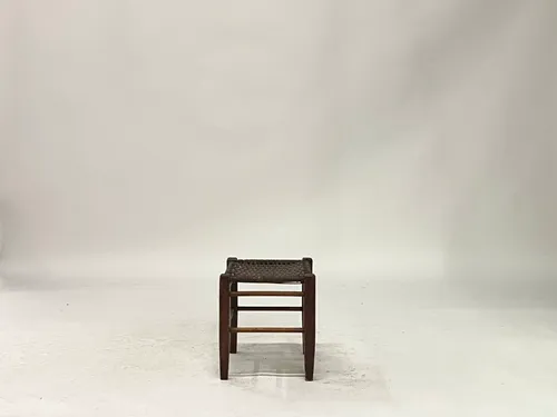 Dark Brown Woven Flat Reed Ottoman