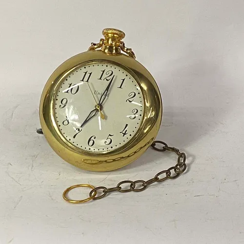 United Vintage Polished Brass Large Pocket Watch Clock - A753