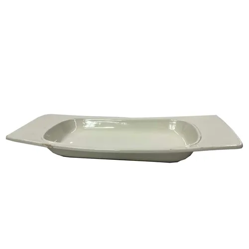 White Ceramic Tray with Wide Edge - TR466