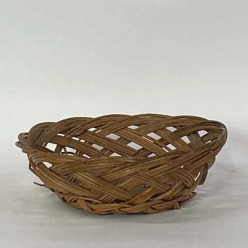 Brown Braided Wicker Shallow Basket - BSKT65