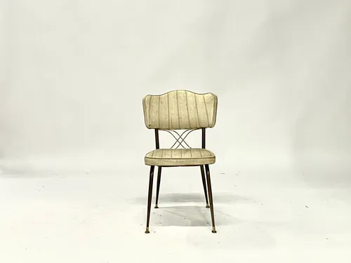 Antique Bronze & Off White Upholstered Dining Chair